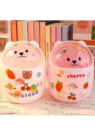 Maoyaya Sevimli Ev Masaüstü Kapaklı Çöp Tenekesi Ins Tarzı Çok Renkli Çok Renkli