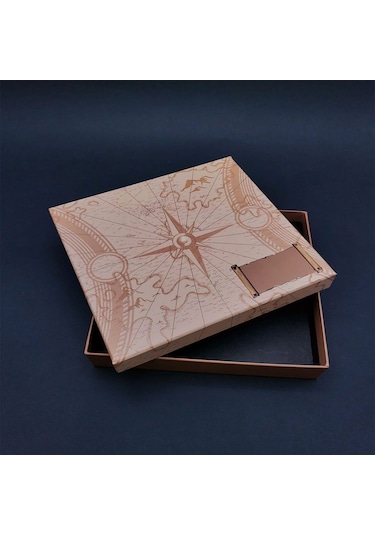 Büro Ev Ofis Hediyesi İçin Pusula Motif Baskı Kapaklı Kutu