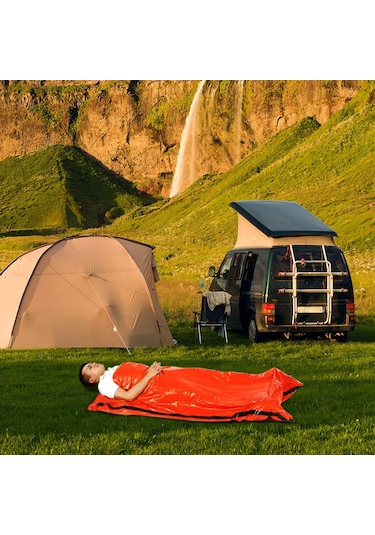 Açık Pe Alüminyum Film Acil Uyku Tulumu Turuncu