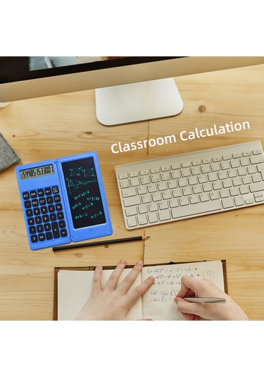 Singree Katlanabilir 6 İnç Lcd Yazı Tahtası Ve 12 Haneli Hesaplama Fonksiyonlu Çizim Tableti - Çocuklar Ve Yetişkinler İçin Pratik Çözüm Mavi