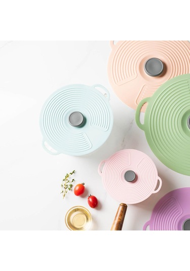 Suntek Isıya Dayanıklı Silikon Tencere Kapağı, Pembe-15.3cm Pembe 15.3cm