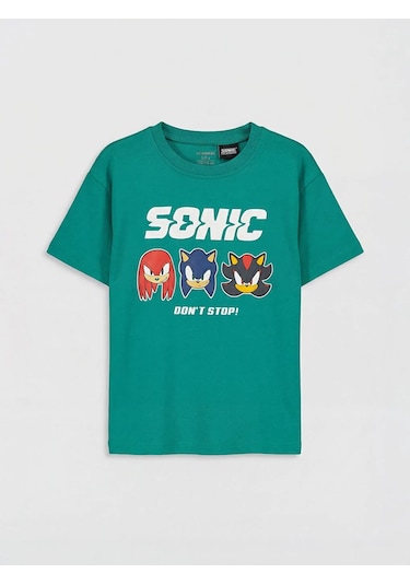 Lc Waikiki Yeşil Sonic Baskılı Erkek Çocuk Şortlu Takım