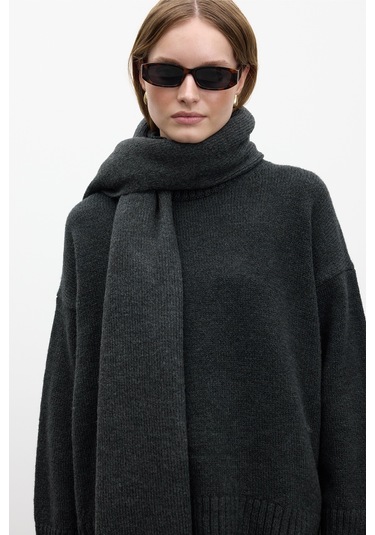 Yumuşak Atkı Kömür Kömür Siyah