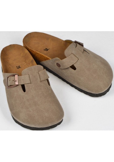 Mantar Tabanlı Çocuk Unisex Boston Birkens Günlük Sabo 59463 Günlük Terlik Vizon