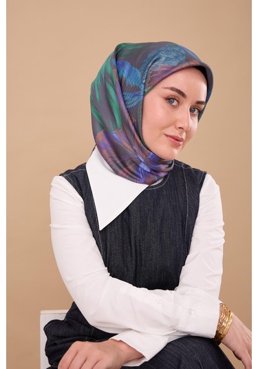 Silk Home Twill İpek Eşarp 11480-77 Füme, Patina, Bebe Mavi, Saks,yeşil