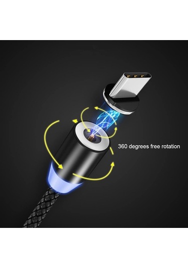 Wondernest Veri Usb 3'lü Şarj Manyetik Kablosu Hızlı 2m Arada M Lichen