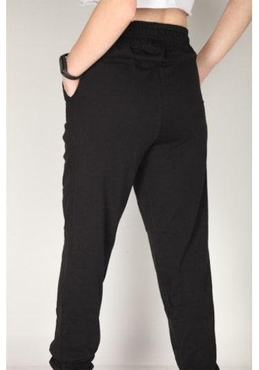 Kadın Siyah Yüksek Bel Jogger Eşofman Altın
