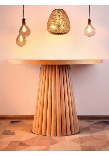 Acantus Natural Ahşap Yemek Masası 100x100 Naturel