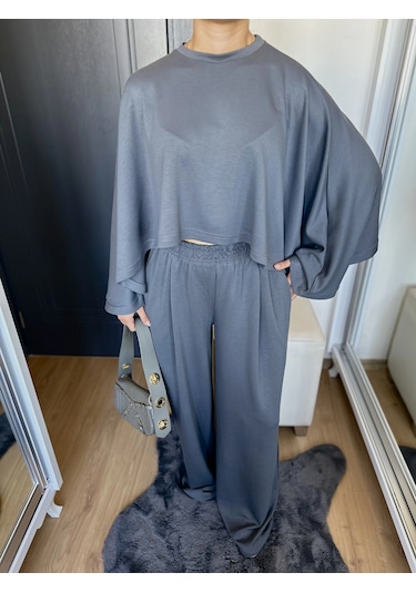 Keymoda Kadın Panço Takım Antrasit Antrasit