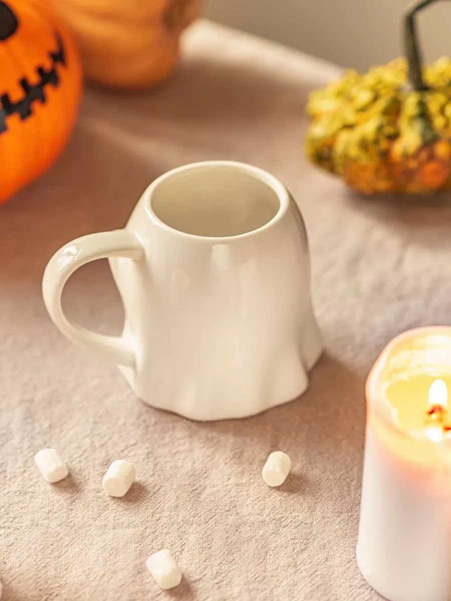 Roomi Çay Ve Kahve İçin Seramik Kupa "hayalet" Figürlü 182368554 Beyaz