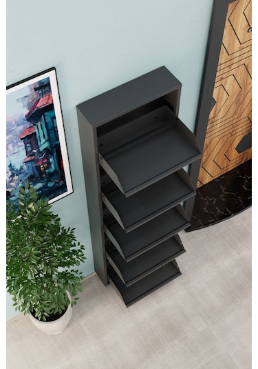 5 Kapaklı Metal Ayakkabılık Antrasit Antrasit