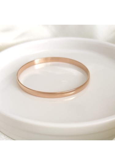 6 Cm Çelik Kalın Bombeli Ajda Bilezik 1 Adet - Rose Bakır Beyaz