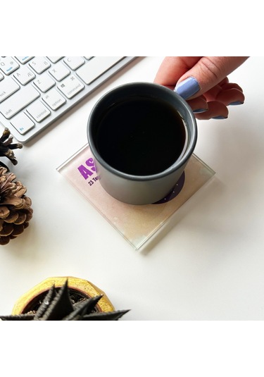 Decorita Cam Bardak Altlığı Burçlar - Aslan Burcu 4'lü Takım Çok Renkli