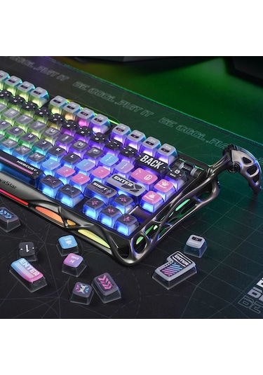 Gravastar Mekanik Oyuncu Klavyesi Tuş Takımı Seti, Mekanik Klavye İle Uyumlu Tuşlar, Cyberpunk