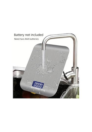 10 Kg 1g Taşınabilir Mutfak Terazisi Elektrikli Dijital Gıda Gümüş