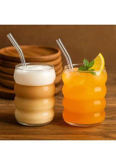 350 Ml Borosilikat Cam Bardak Cam Pipetli, Isıya Dayanıklı Şık Tasarım, Çay Ve Kahve İçin Uygun Cam - Şeffaf