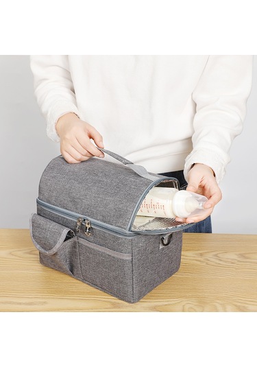 Moveevo Çift Katmanlı Yalıtımlı Büyük Buz Torbası - Anne Sütü, Biberon & Yiyecek Anne Çantası Toptan Siyah