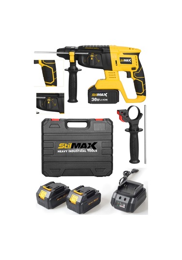 Stlmax AKD-36 36 V 5 Ah Çift Akülü Şarjlı Kırıcı Delici