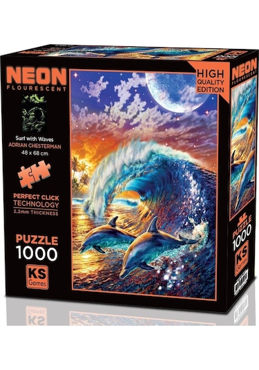 Ks Games 1000 Parça Dalgalarla Surf Karanlıkta Parlayan Puzzşe - 20765 - Adrian Chesterman