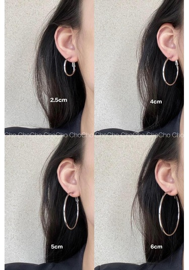 By Zeyna Aksesuar Kadın 316 L Çelik 6 Cm Halka Küpe-5057 Gümüş