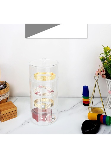 Akrilik Kemer Düzenleyici 2 Katlı Şeffaf 5.5in Çap Güçlü Hafif Kemer Vitrini ŞEFFAF