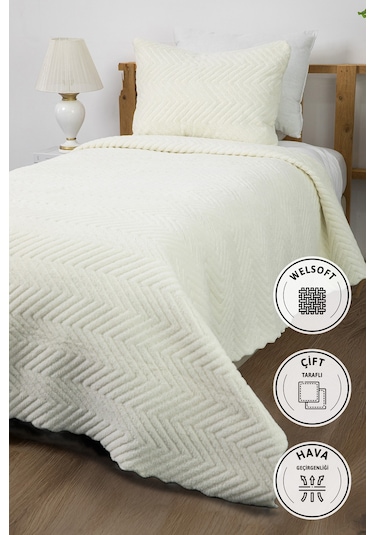 Liena Wellsoft Çift Taraflı 4 Mevsim Tek Kişilik Yatak Örtüsü - K Krem