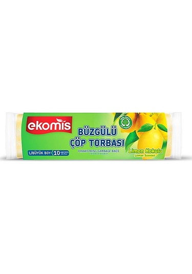Ekomis Limon Kokulu Büzgülü Çöp Torbası Büyük Boy 10 Lu 1 Paket