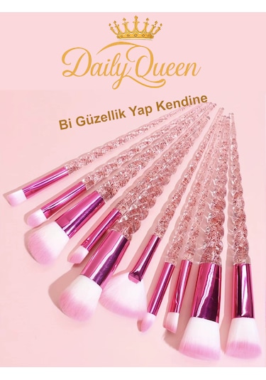 10 Lu Profesyonel Makyaj Fırça Seti Penbe Şık Ve Kaliteli