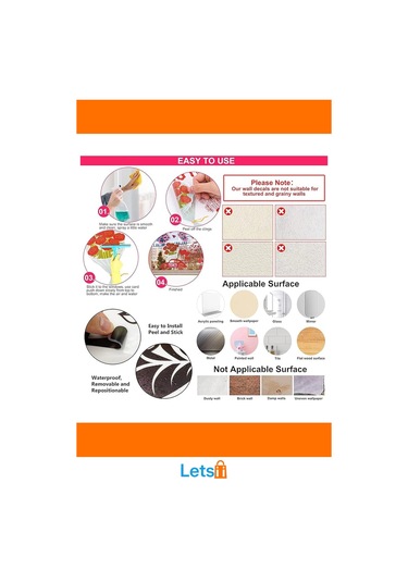 Tropikal Bitkiler Duvar Stickerı 90x35 Cm Pvc 9 Adet Çok Renkli