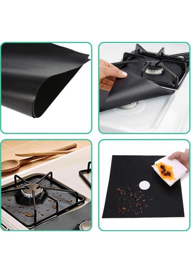 Siyah Renk Ocak Koruyucu Folyo Yanmaz Yapışmaz 4'lü Set Çok Renkli