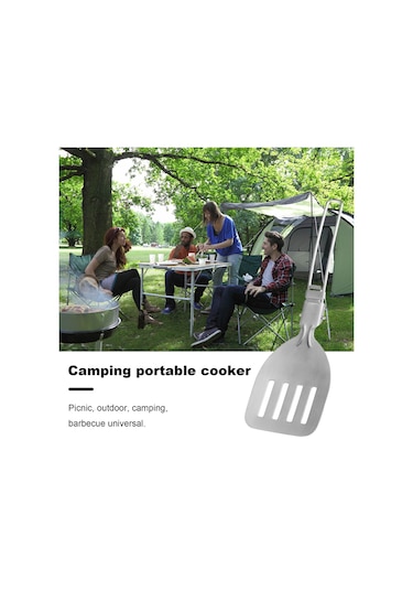 Cbtx Outdoor Paslanmaz Çelik Kamp Pişirme Gereçler Isıya Dayanıklı Yapışmaz Katlanabilir Kolu Açık Barbekü Taşınabilir Spatula Turner Kevgir Kaşık D