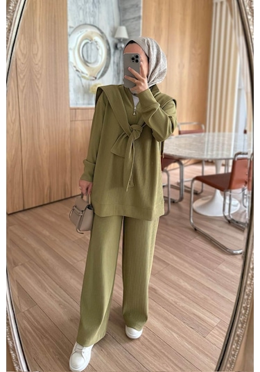 Omuz Atkılı 3'lü Takım - Yağ Yeşili Haki