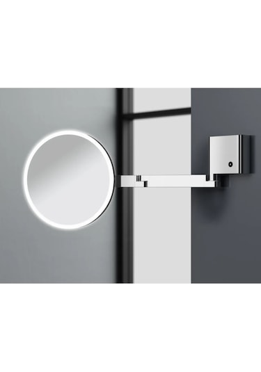 Banyo Makyaj Aynası, Led Işıklı, Çift Kollu, Ayarlanabilir, Büyüteçli 5x - Krom Krom