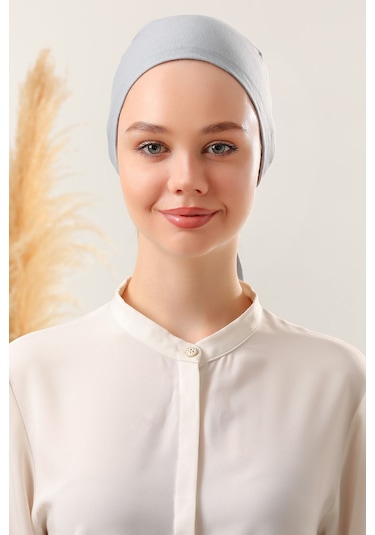 Melodi Scarf Dikişsiz Penye Bone Açık Gri Açık Gri