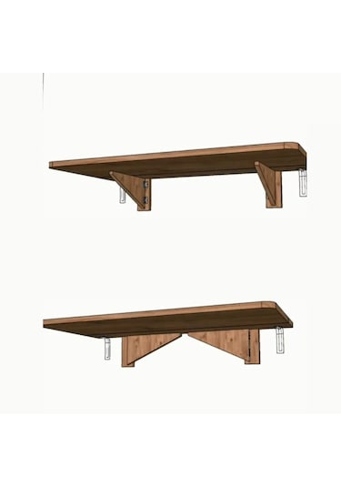 60x110 Cm Antrasit Sabit Raflı Duvara Monte Kırma Katlanır Masa