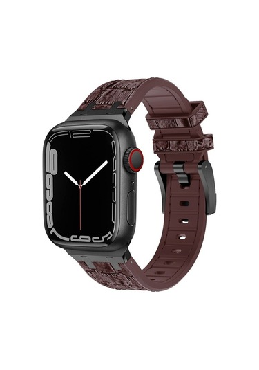 Novahub İos Watch Uyumlu Se 2023 40mm Timsah Dokusu Sıvı Silikon Saat Bandı Siyah Koyu Kahverengi, Ergonomik Tasarım