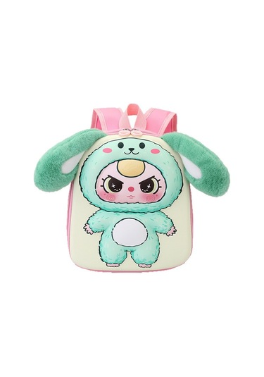 Yeni Sevimli Çocuk Okul Çantası Peluş Kulak Bebek Sırt Çantası Yeşil