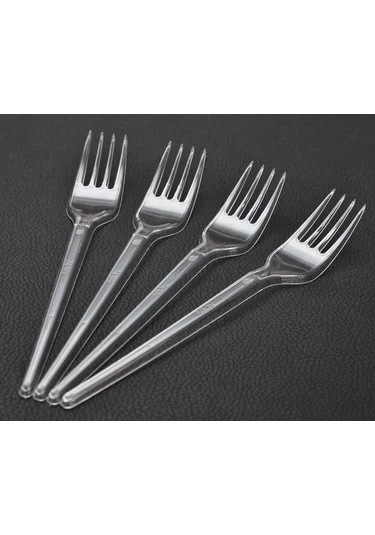 Ekonomik Plastik Şeffaf Çatal 100'lü Şeffaf