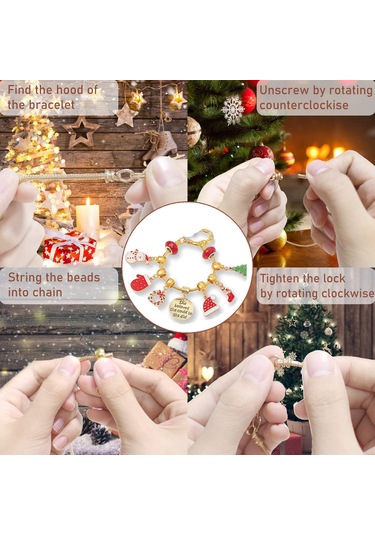 Kangvka Noel Sayım Takvimi Kutusu: Zinc Alyüminyum Dıy Bileklik Ve Kolye Seti - 22 Charm Boncuk İle Kişiselleştirilebilir