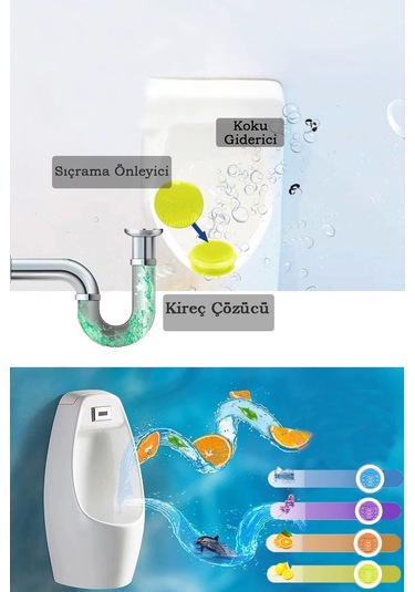 100 Adet Limon Kokulu Kirpi Pisuvar Süzgeci - Koku Giderici Kireç Çözücü Sıçrama Önleyici Tasarım