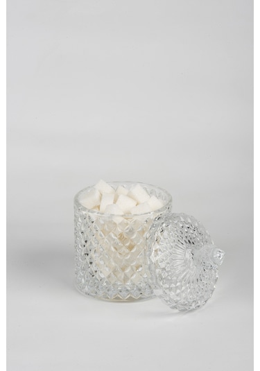 Kristal Desen Noktalı Şekerlik İşleme Kapaklı Çay Sunum 8 x 8 cm