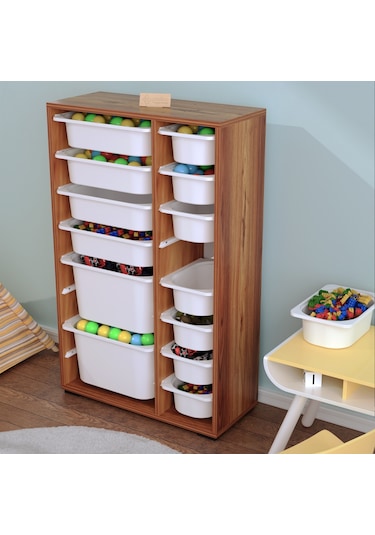 Rine 14 Sepetli Çok Amaçlı Oyuncak Dolabı Tropik Ceviz 2d4k8u Ceviz