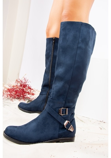 Fox Shoes Lacivert Süet Kadın Çizme E726203402
