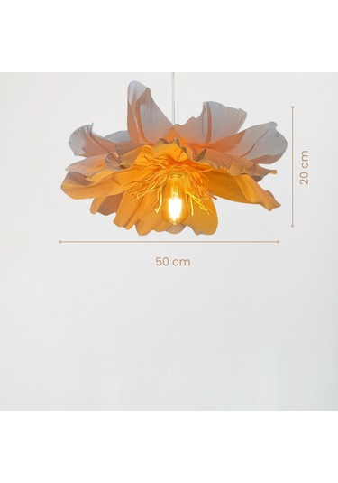 İtalyan Krapon Kağıt Pembe Flora El Yapımı Sarkıt Avize Pembe