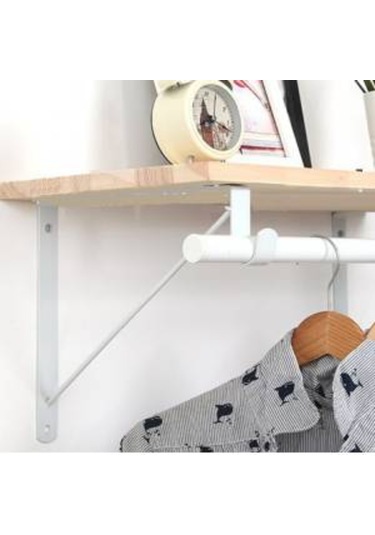 Depolife Raf Tutucu Askı Demirli Askılık Borulu Duvar Ahşap Montajlı Demir