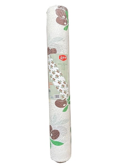 Roll-up Tek Kullanımlık Kağıt Laminelli Masa Örtüsü - 100x150 Cm. - Zeytin Desenli -16 Yaprak 1 Rulo Beyaz