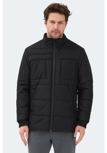Slazenger Baldwıng Erkek Dik Yaka Fermuarlı Siyah Mont & Kaban Siyah
