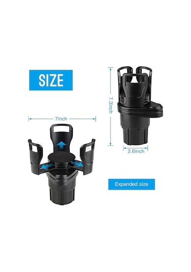 Hombey Mat Siyah Araba Bardak Tutucu: Genişletilebilir 2'li Adaptör, Su/içecek/lezzet Saklama, 7.4-15cm Genişleme Aralığı
