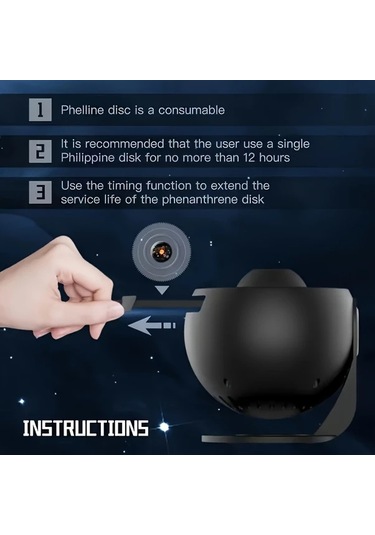 Fochsia Siyah 12'li Hd Yıldız Projeksiyon Gece Lambası Dönen Nebula Efekti Masaüstü Dekor