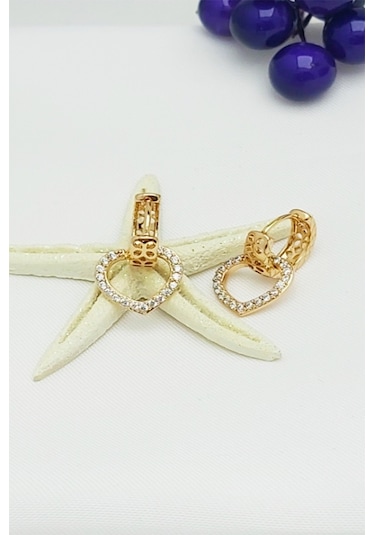 Rose Altın Kaplama Vip Seri Xuping Zirkon Taşlı Kalp Küpe 2 CM Rose Gold